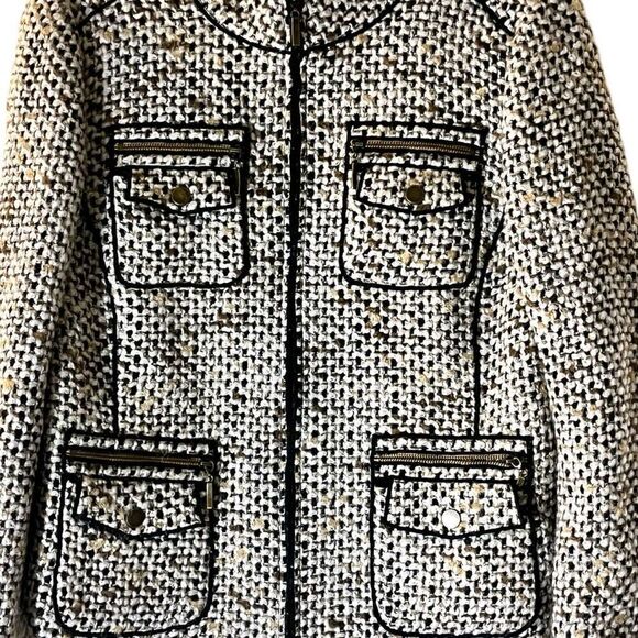 ECCOCI Wool Blend Chanel Style Zip Front 4 Front Pockets Lined Sz 10 Very Good U - Picture 2 of 5